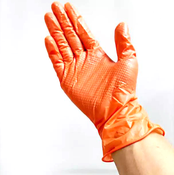 Eco-Friendly Orange Nitrile Gloves - Heavy-Duty and Disposable for Multi-Purpose Task