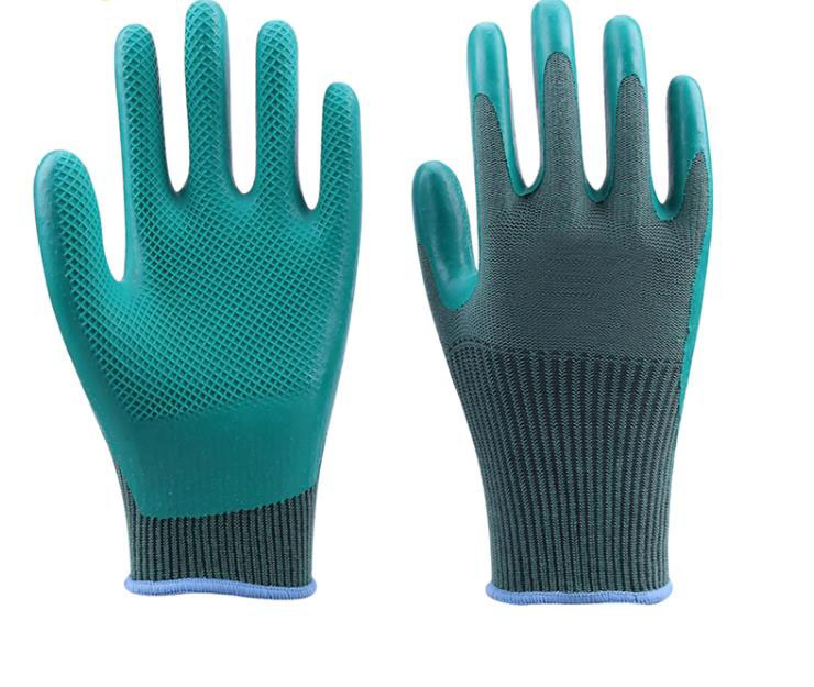 Blue or Green Latex Coated in Plam Protective Gloves