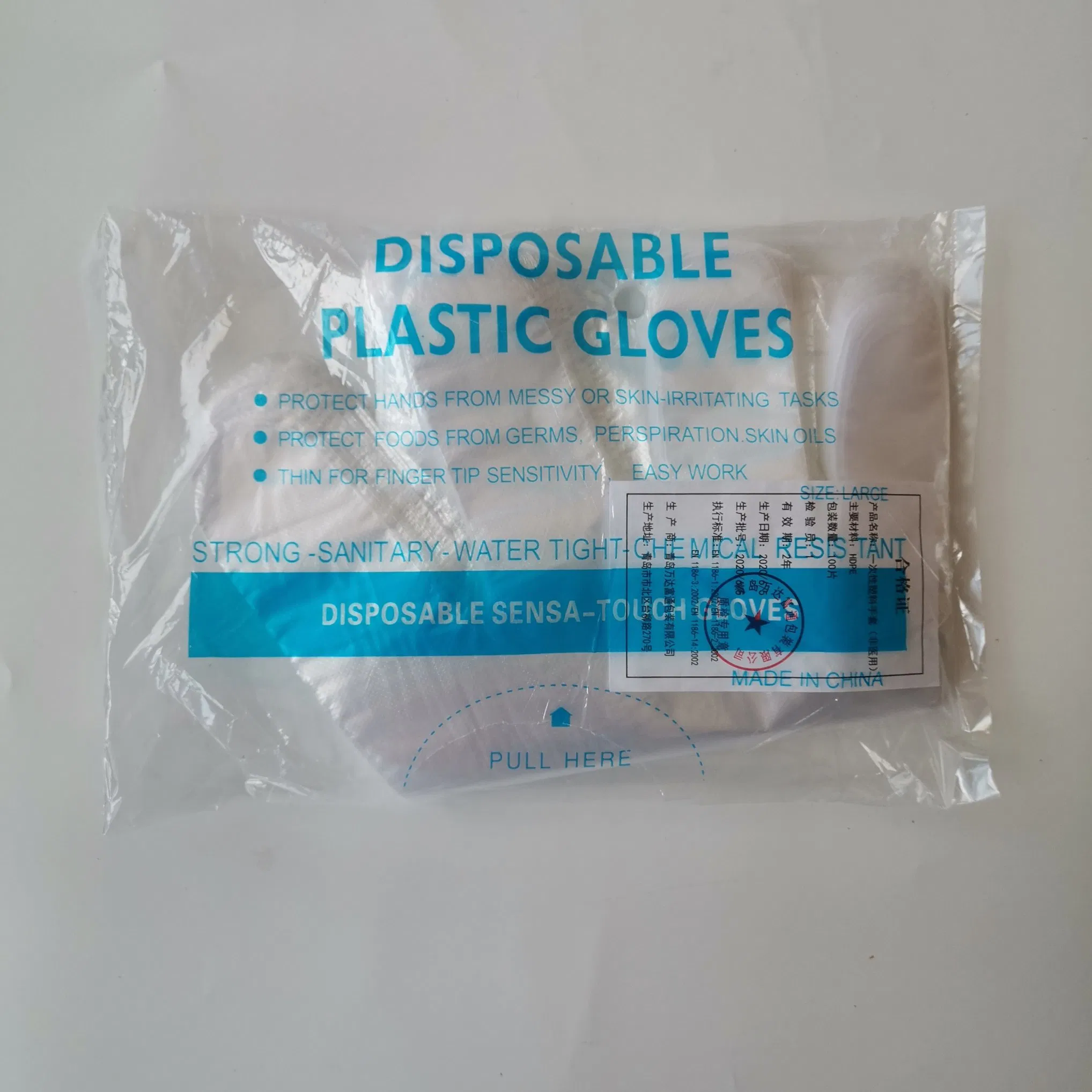 100PCS Per Pack Glove with a Hole Eco Friendly Oxo Biodegradable Compostable Clear HDPE LDPE Disposable Gloves Kitchen Cleaning