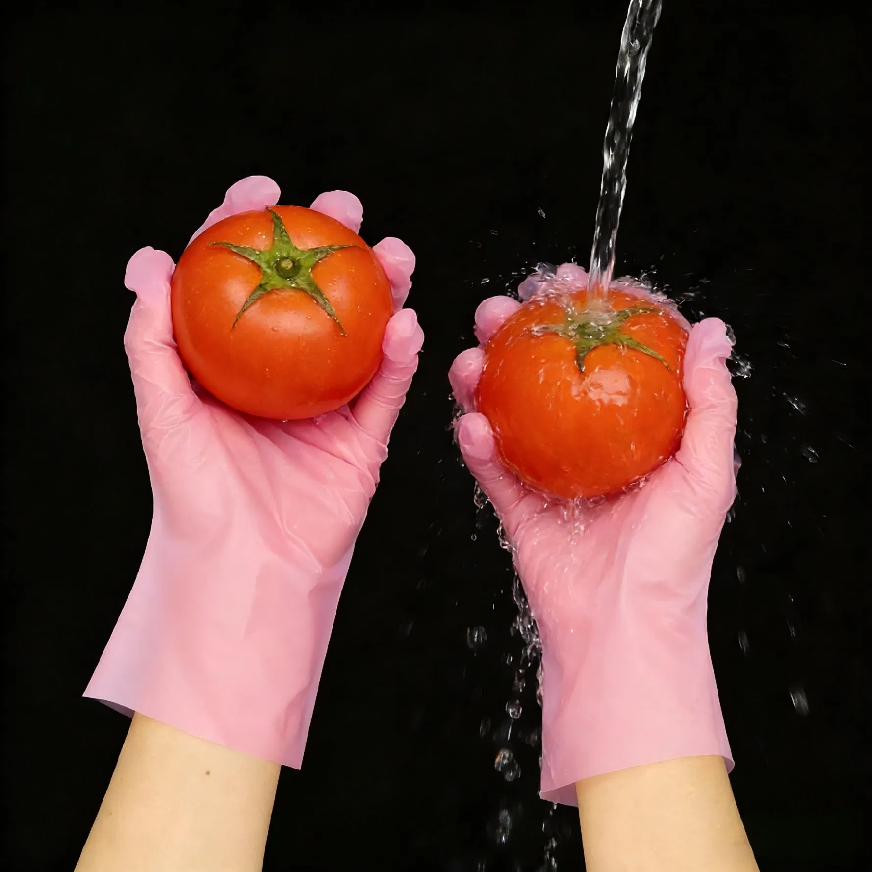 Waterproof PE Gloves Ambidextrous Household Cleaning Oil-Resistant Frosted Texture Disposable Pink TPE Gloves for Dishwashing