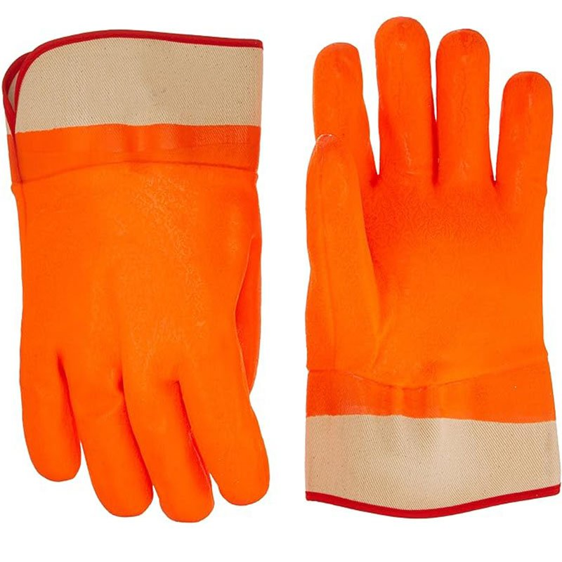 Oil Proof Chemical Resistant Heavy Duty Safety Cuff Foam Insulated Lined PVC Winter Work Gloves