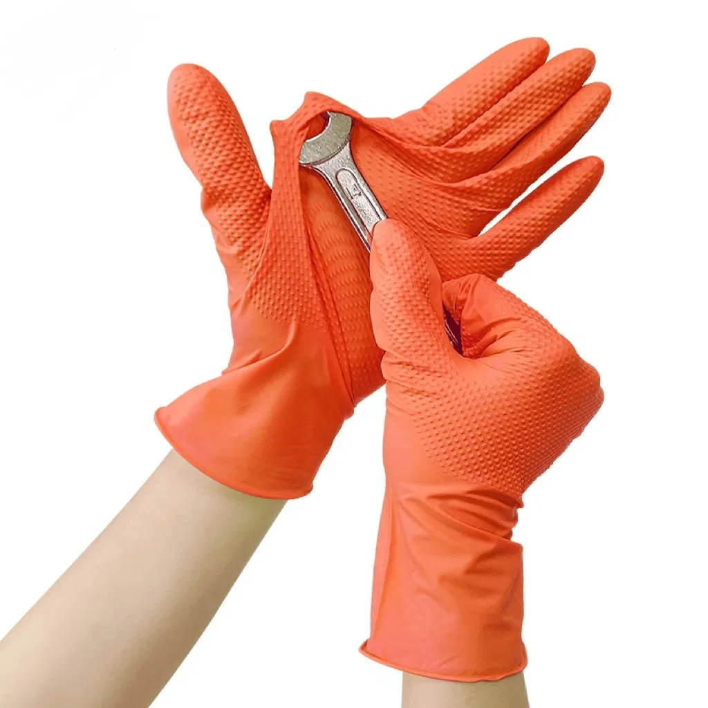 Stock in USA Hot Sale Product Diamond Grip Nitrile Gloves Professional Brand Textured Diamond Nitrile Gloves