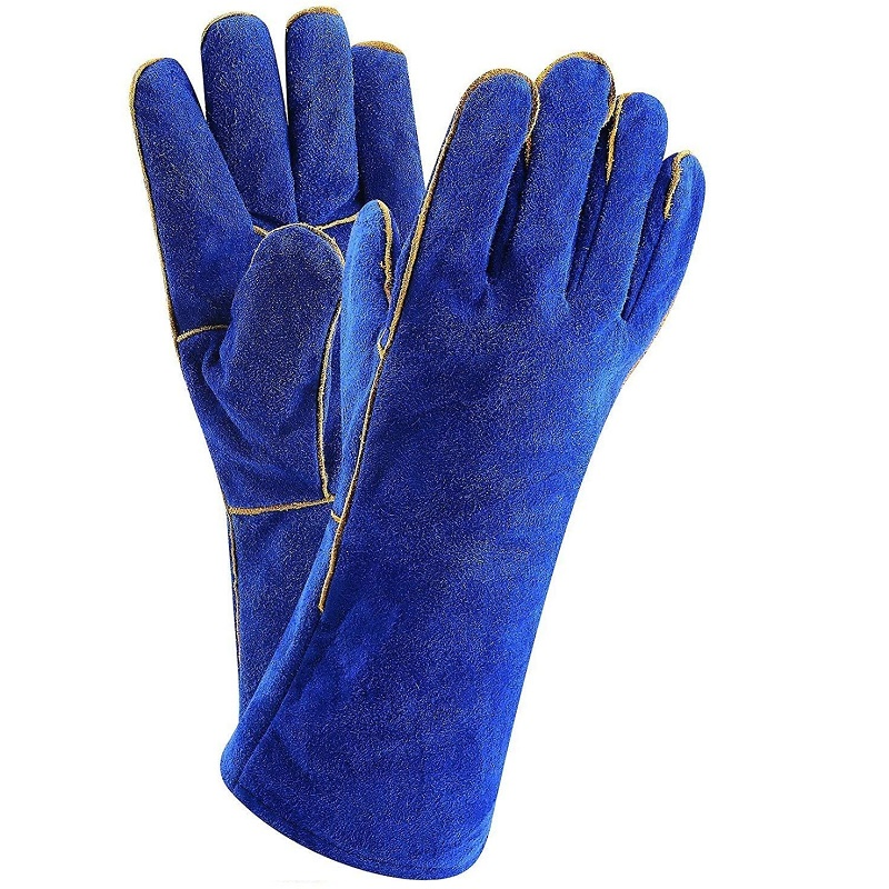 Industrial Protective Cow Split Leather Safety Gloves Long Cuff Gauntlet Working Welding Gloves