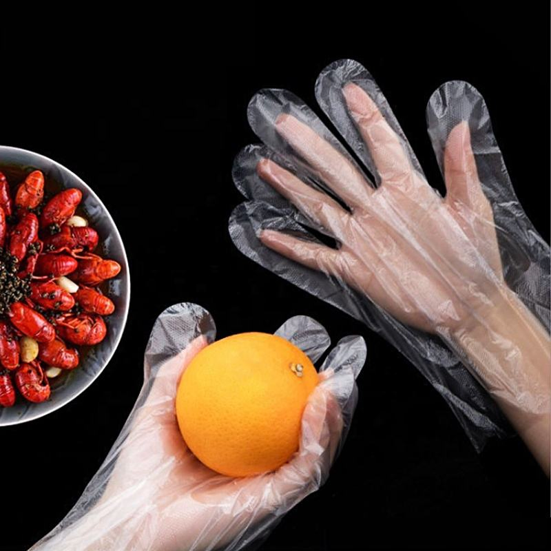 Food Handling PE Plastic HDPE Disposable Gloves PE Polyethylene Disposable Gloves with Custom Box for Retailing