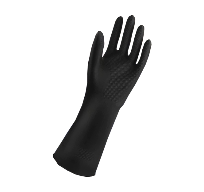 DDSAFETY ISO/BSCI Heavyweight Black Industrial Reusable Rubber Textured grip and flock lined interior Glove