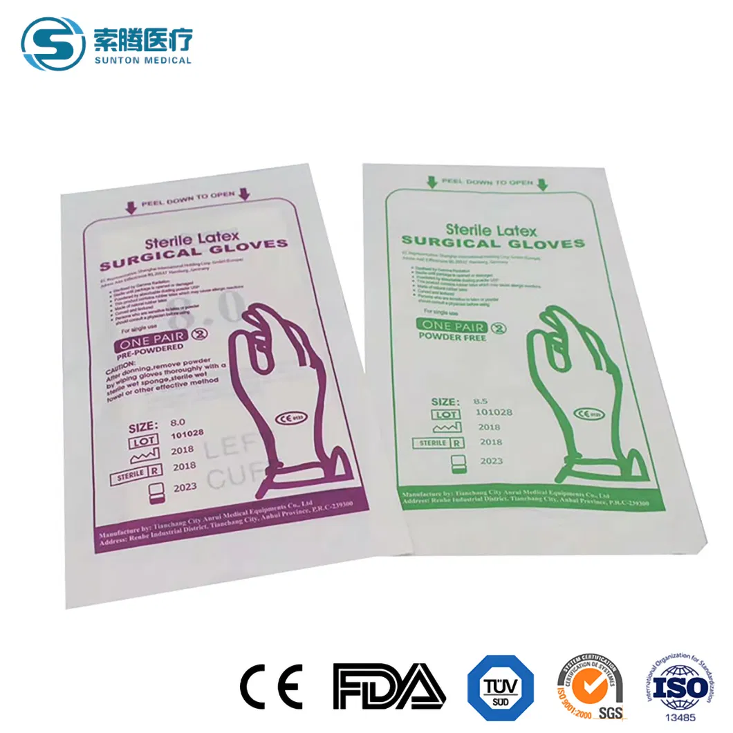 SUNTON 9Inch(≥23Cm) Length Sterile Surgical Gloves Disposable Comfit Surgical Gloves China Good Air Tightness Latex Gloves Supplier High-Quality Latex Gloves