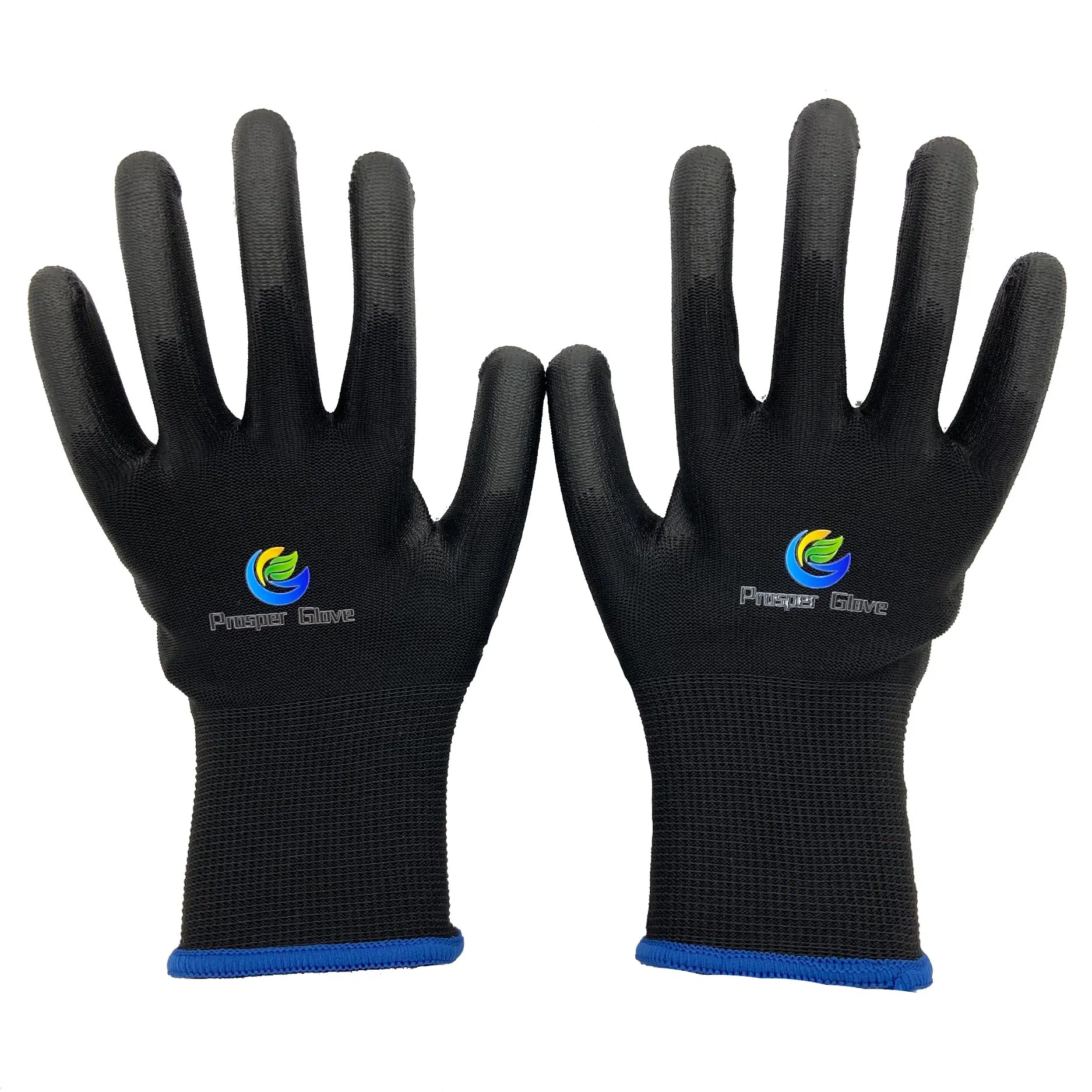 En388 Mechanic Nylon Liner Durable PU Coated Working Safety Protective Industrial PU Work Glove with CE