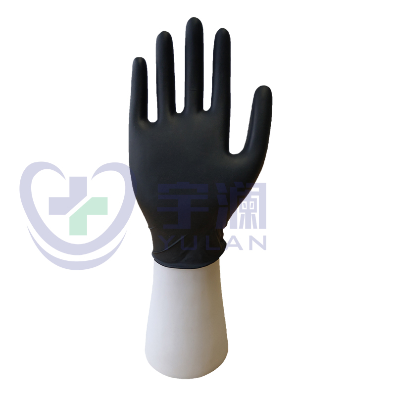 Powder Free Medical Disposable Black Nitrile Examination Gloves Exam Glove