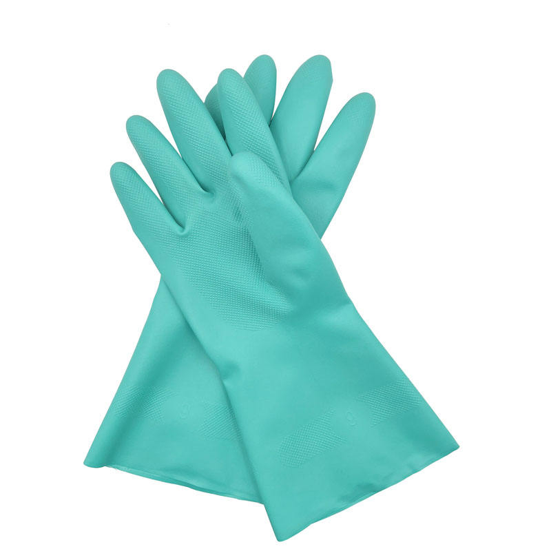 Hot Sello Green 15 Mil Nitrile Gloves 65g Flocklined Gloves Chemical Resistant Nitrile Gloves