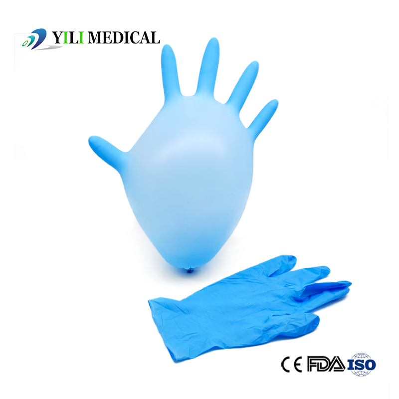 Medical Supplies High Quality Disposable Medical Examination Blue Nitrile Gloves Powdered &amp; Powder Free Factory