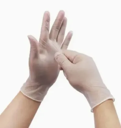 Clear Vinyl Examination Gloves - Detailed Texture
