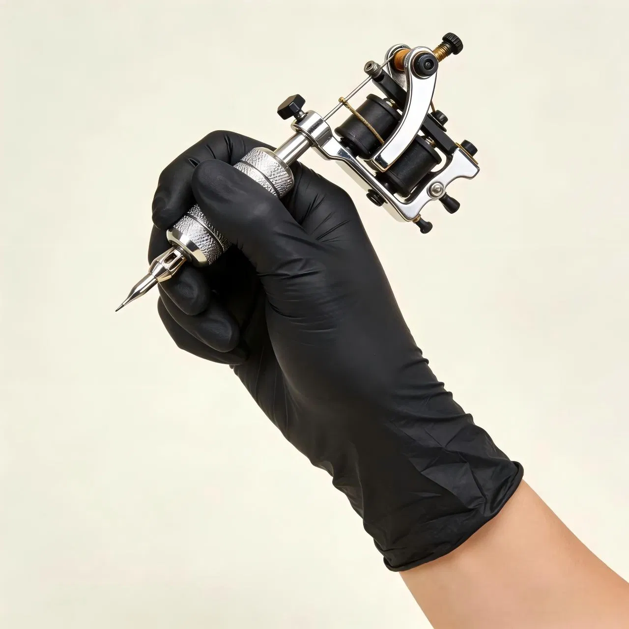 Heavy Duty Black Nitrile Gloves, Finger Textured Grip