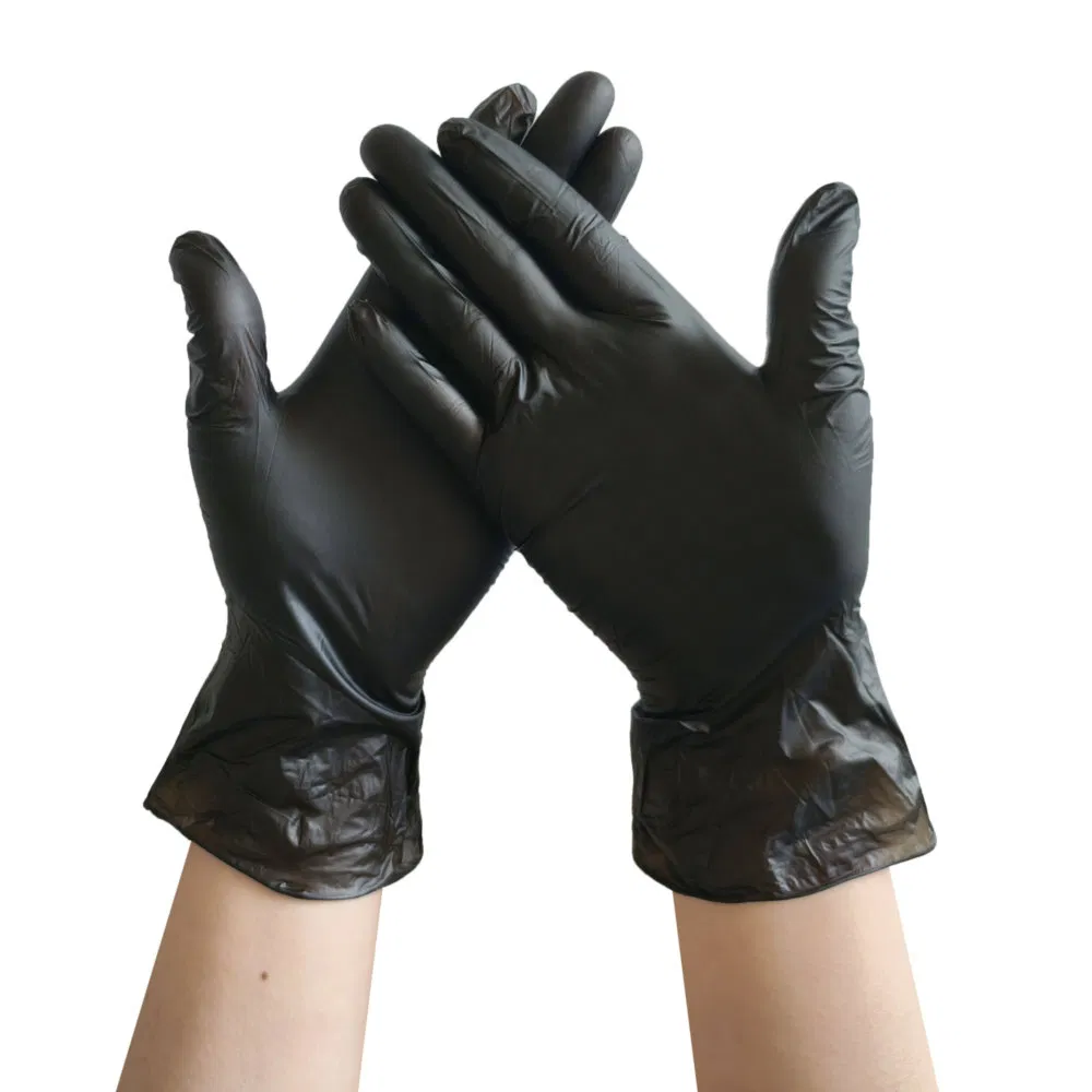Sturdy Black Disposable PVC Vinyl Glove for Medical Examination