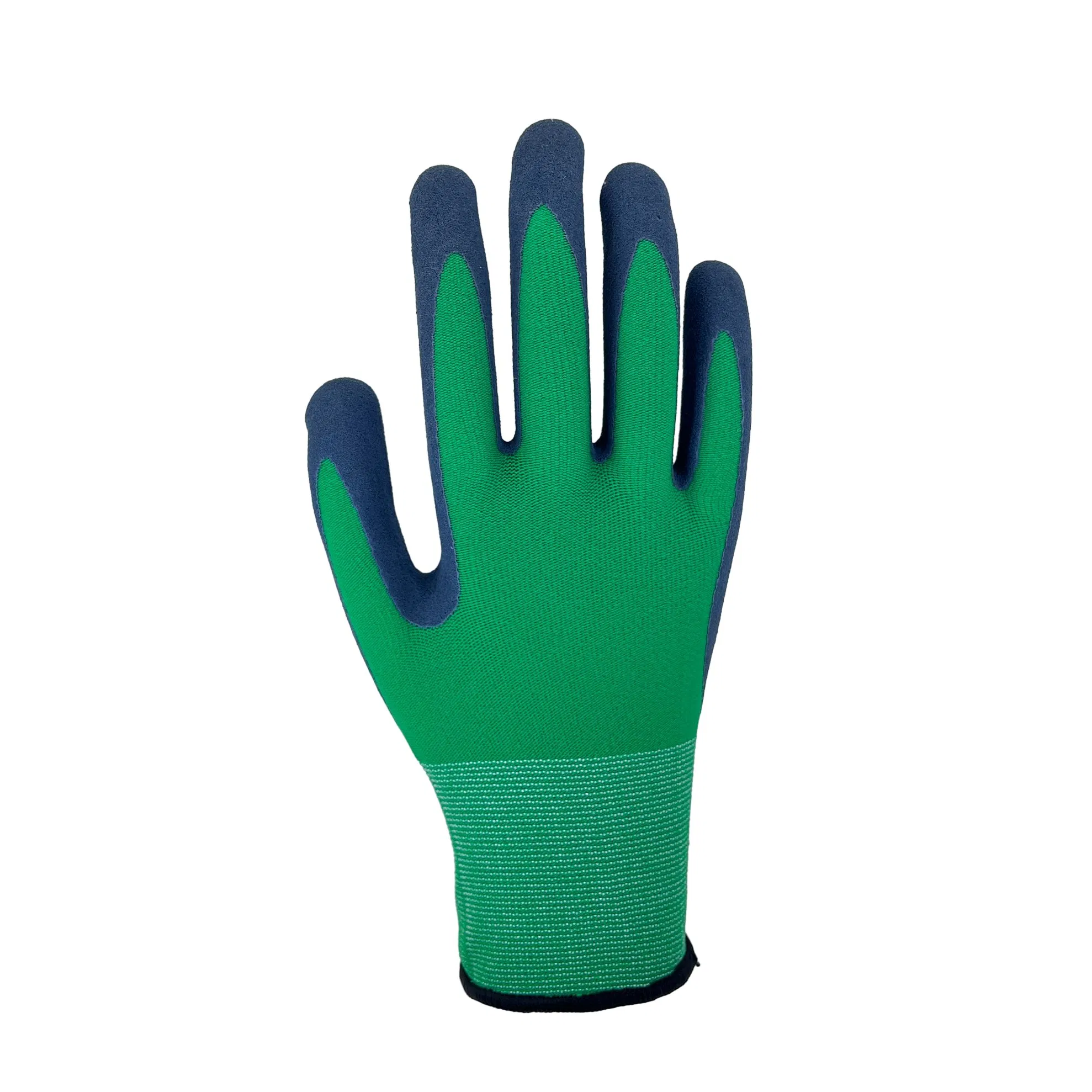 Wholesale Safety Gloves Blue Cotton Latex Dipping Crinkle Anti-Cut Protective Gloves for Industrial Construction