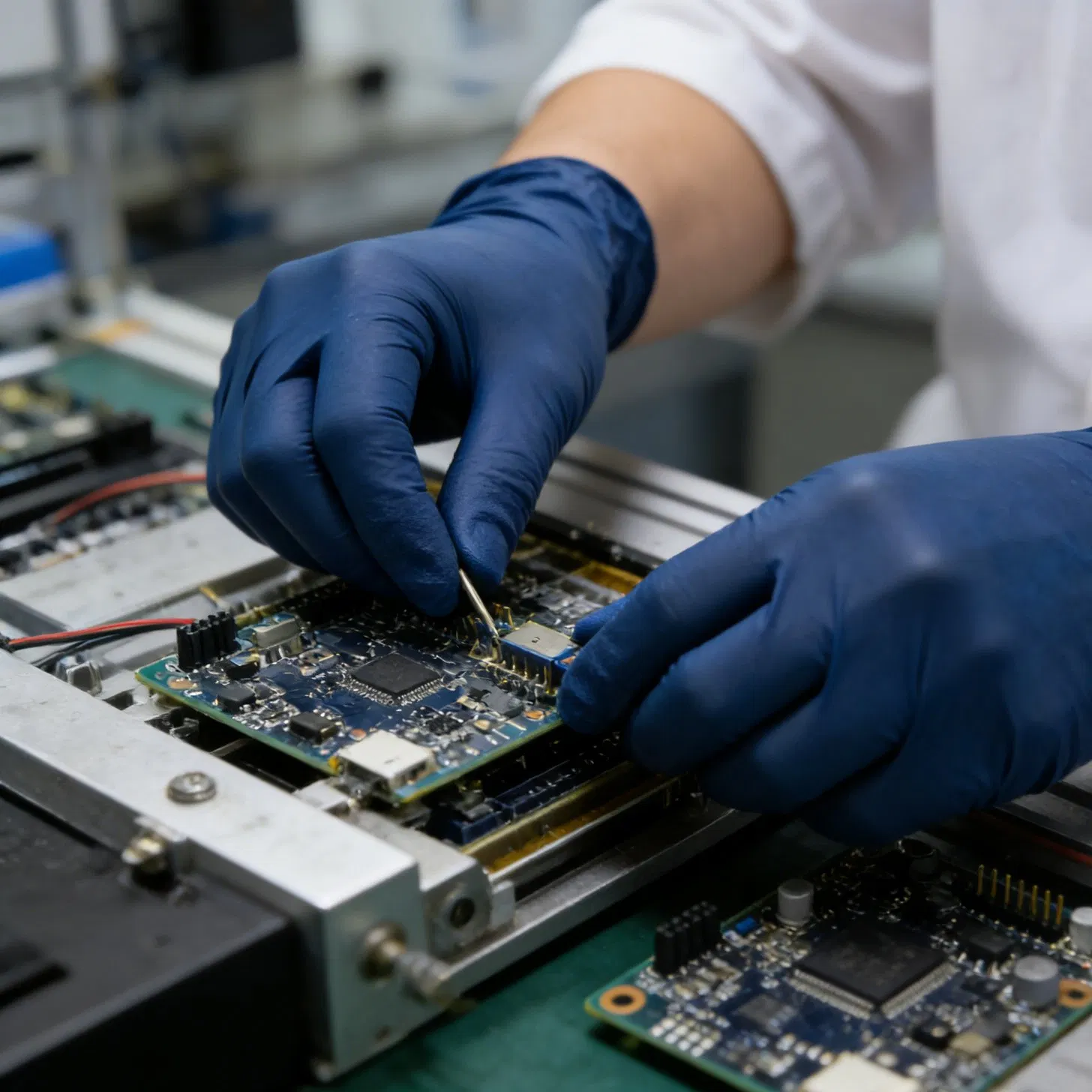 Heavy Duty Oil-Resistant Puncture-Proof Dark Blue Nitrile Disposable Gloves for Industrial Work