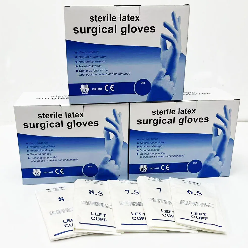 Factory Price High Quality High Quality 7.5 Sterile Latex Gloves Gynaecological and Obstetric Medical Glove Disposable Surgical Long Cuff