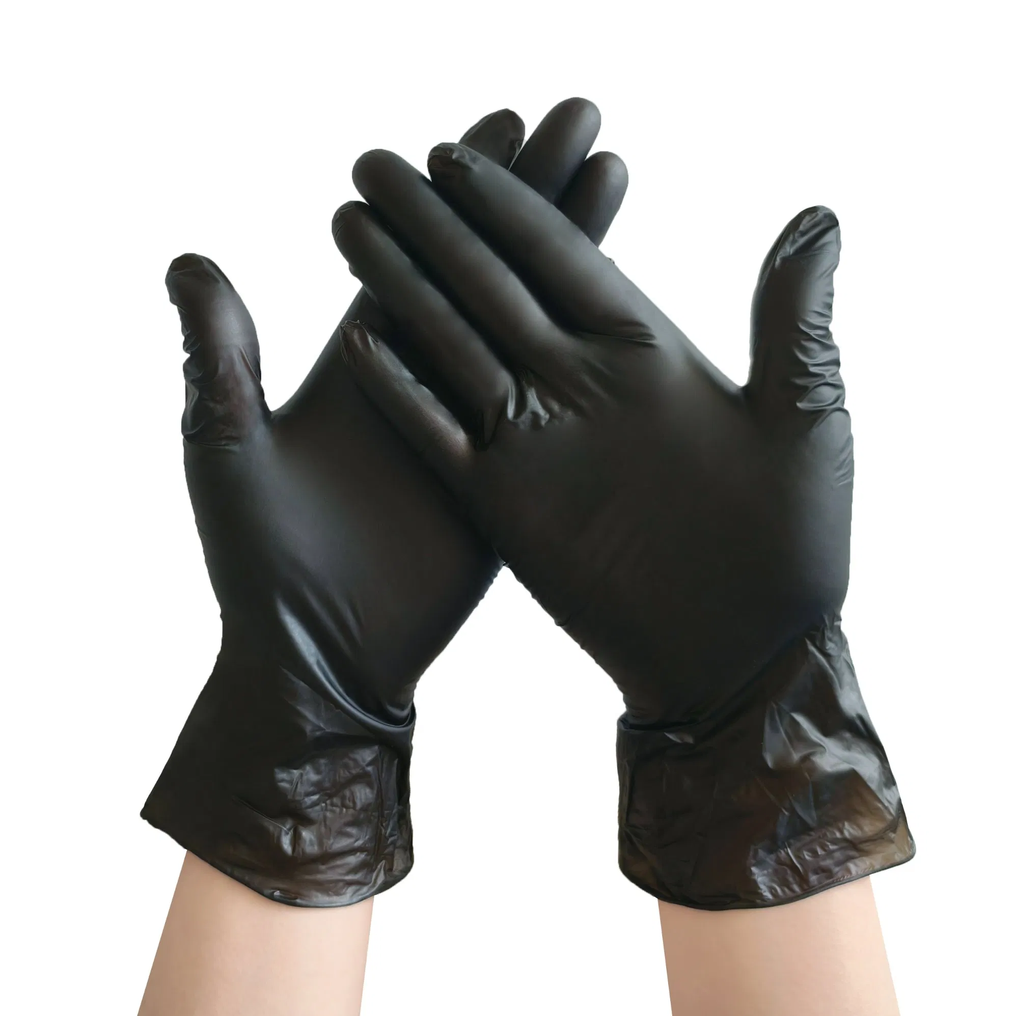 CE En455 Vinyl Gloves 3mil Medium Size Household Washing up Oil-Resistant Black Disposable PVC Gloves Powder Free for Cleaning