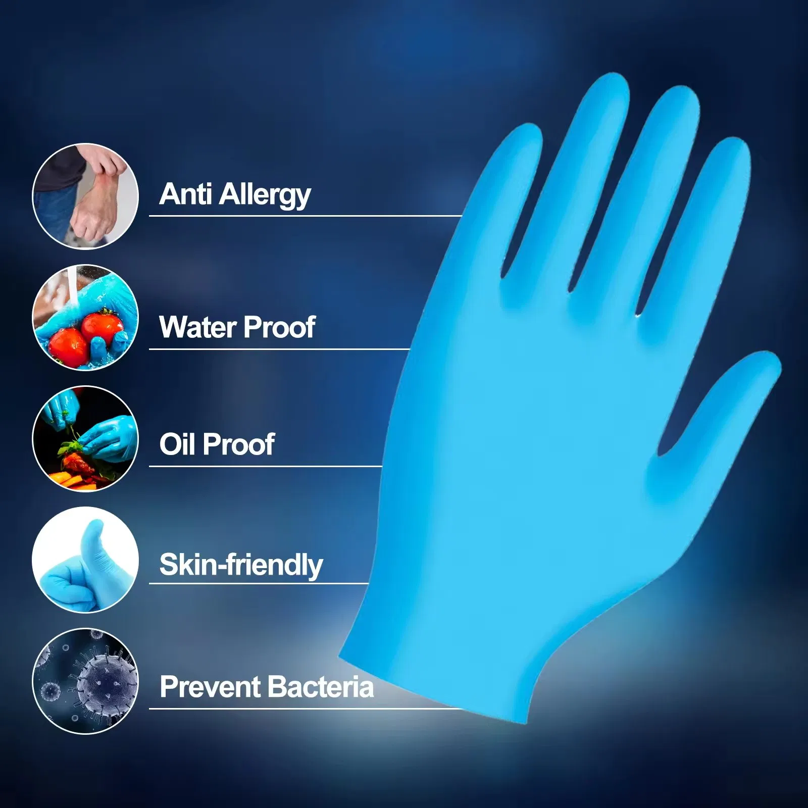 Wholesale Multi-Purpose Disposable Nitrile Gloves Box of Blue Nitrile Gloves 100PCS Per Box for Home Workshop Industrial Beauty Gardening