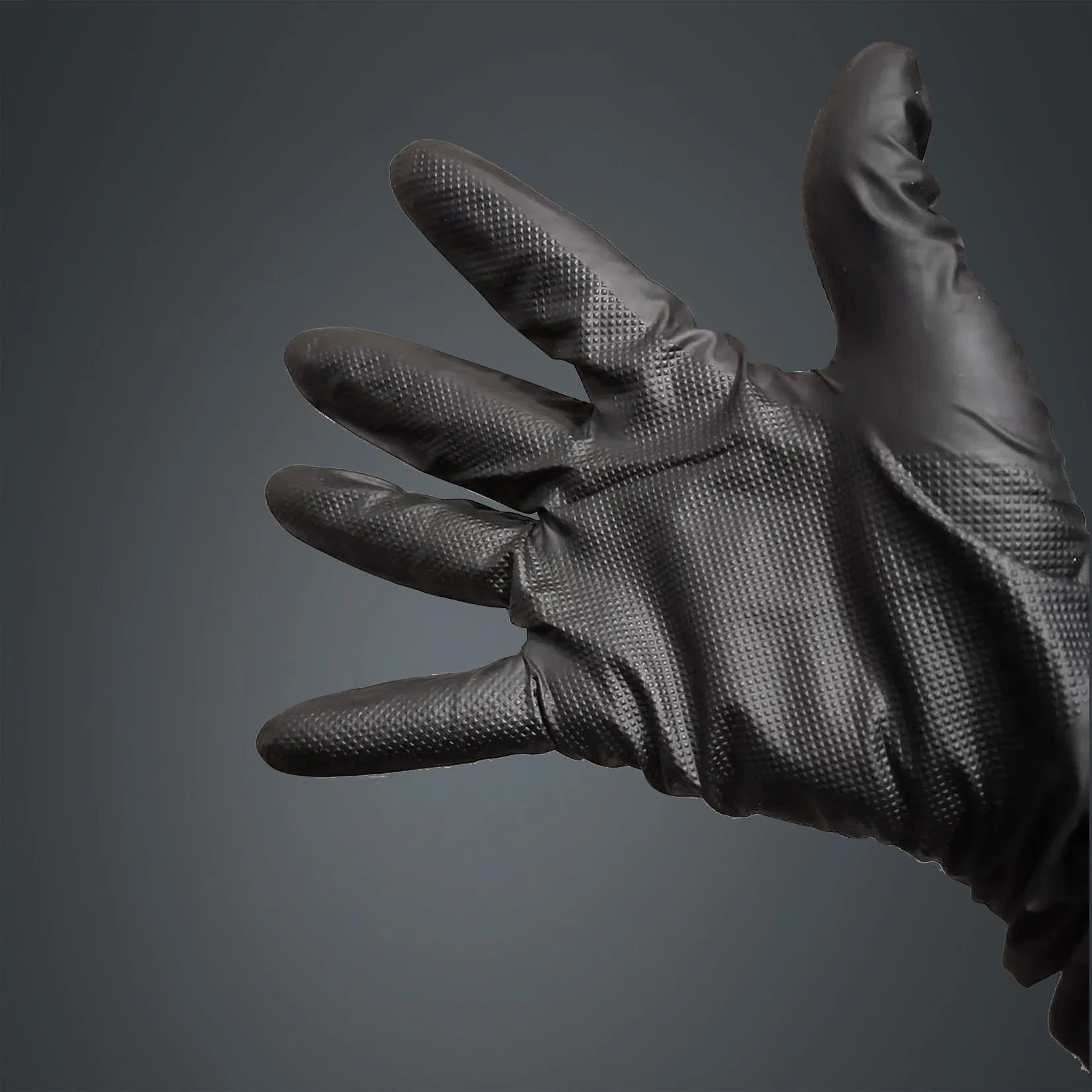 Disposable Gloves Diamond Grip Nitrile Glove Textured Diamond Black Nitrile Gloves Wholesale