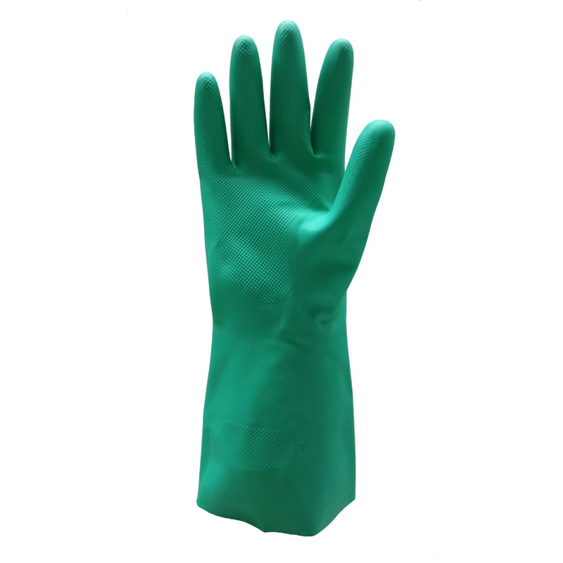 Factory Heavy Duty Reusable Green Nitrile Rubber Chemical Resistant Industry Luvas Guantes En420 En374-2 4101 Acid, Alkali &amp; Oil Protection Safety Work Gloves