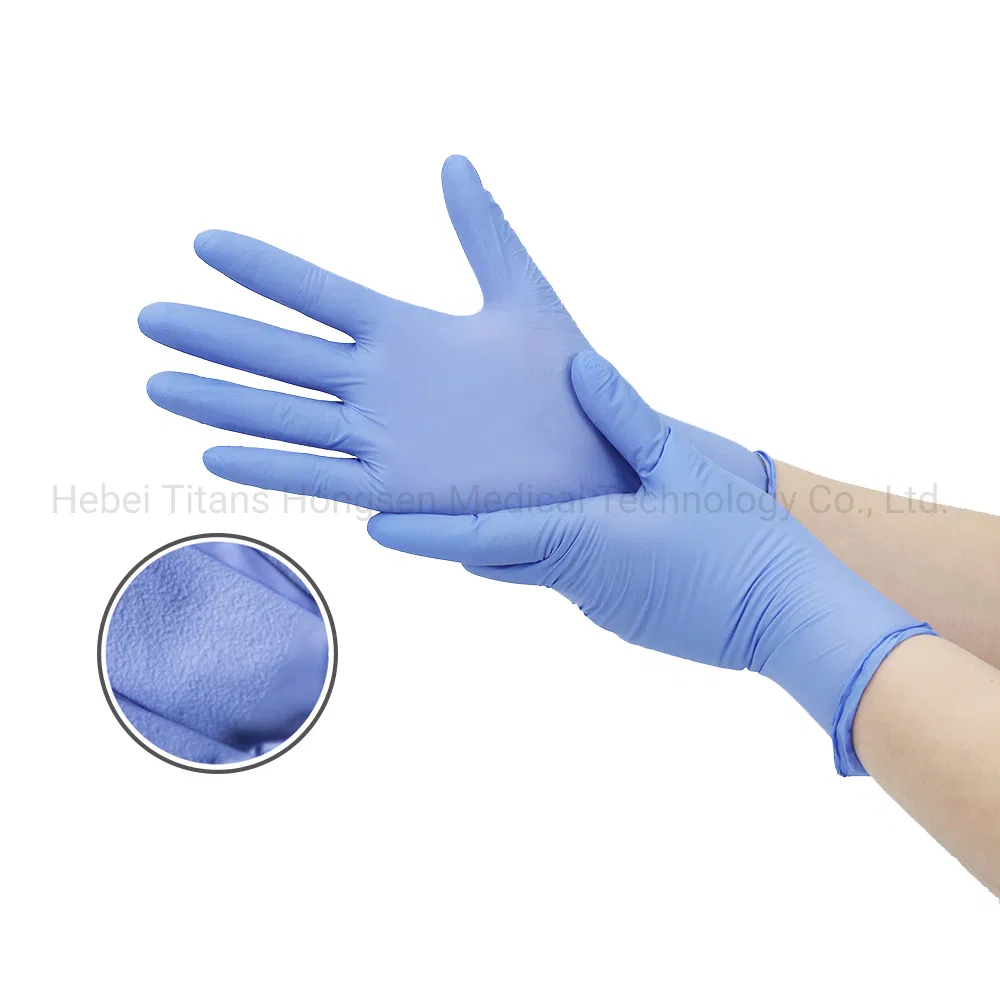 Titanfine Disposable Safety Medical Nitrile Gloves Ambidextrous Resistance to Hydrochloric Acid Powder Free White Nitrile Gloves