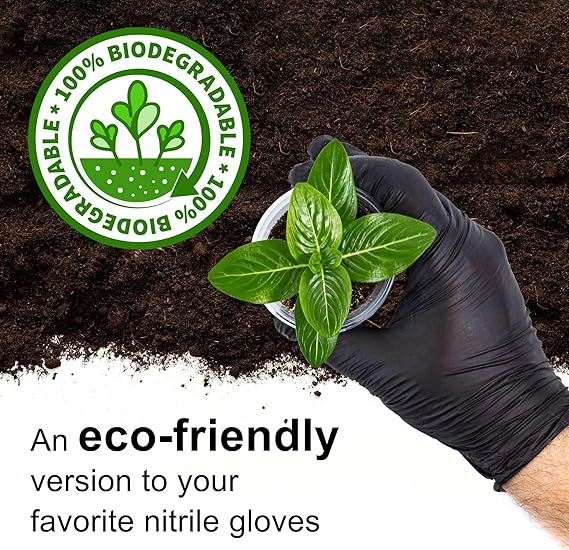 9inch Biodegradable Disposable Black Medical &Exam Grade Nitrile Gloves