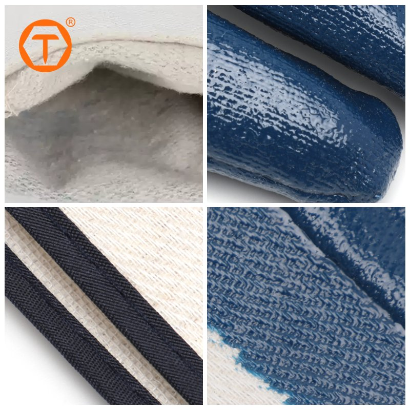 Heavy Duty Safety Work Gloves Blue Nitrile Coated Non-Slip Outdoor Yard Gardening Gloves for Women Men