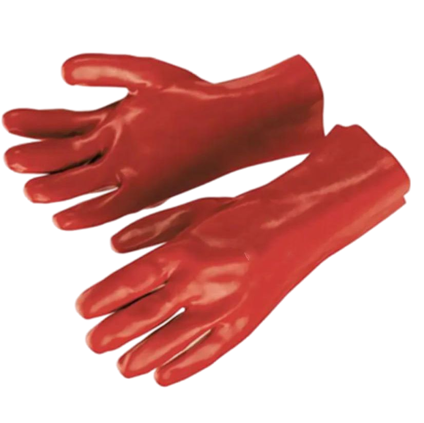 Red PVC Coated Safety Gloves - Oil and Chemical Resistant, Mechanic Work Gloves
