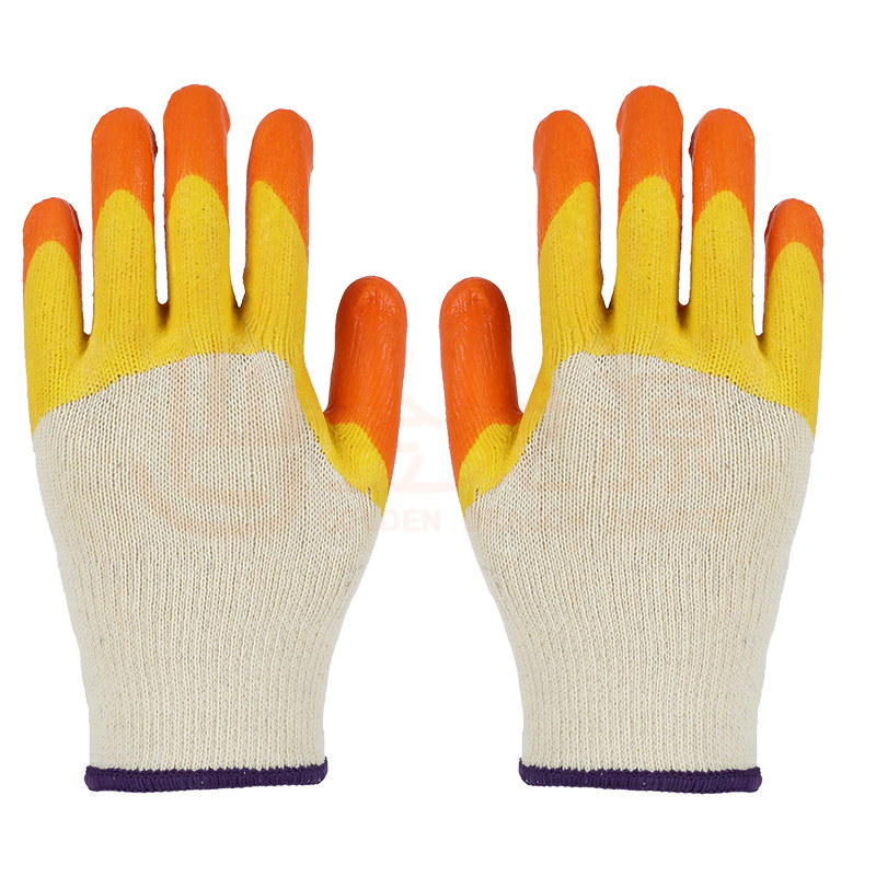 Knitted Cotton Orange 3/4 Latex Coated Safety Work Glove