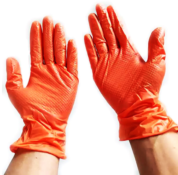 Eco-Friendly Orange Nitrile Gloves - Heavy-Duty and Disposable for Multi-Purpose Task