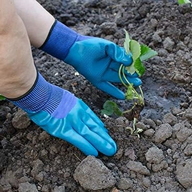Heavy Duty Blue Nylon Safety Work Gloves, Best Grip Teal Textured Eco-Latex Nitrile Double Coating Gloves