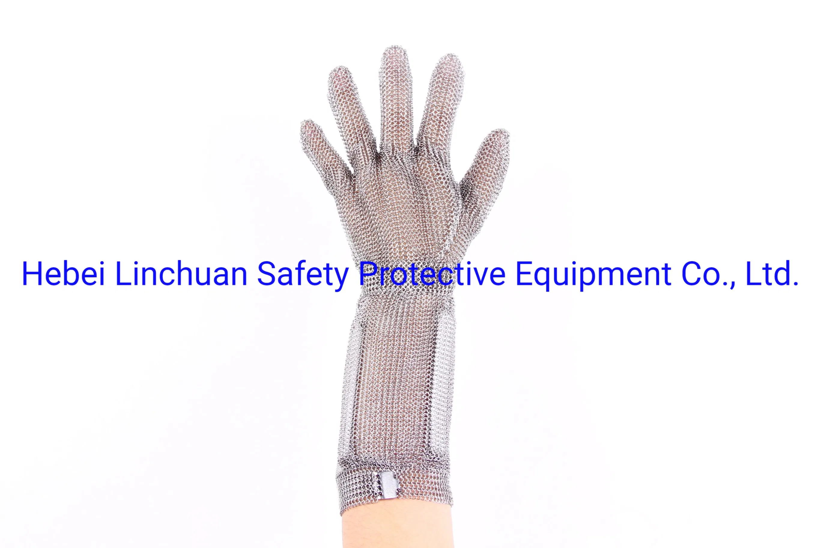 Metal Mesh Safety &amp; Accessories Chain Mail Long Glove with Cut Resistant Sleeve/Stainless Steel Chain Mail Long Cuff Glove with 8cm 15cm 20cm Sleeve
