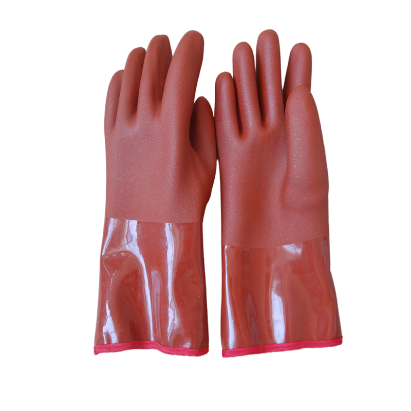 Cold-Proof Gloves with Smooth PVC Fluorescent Finish Chemical-Resistant Cotton Lining Safety Gloves