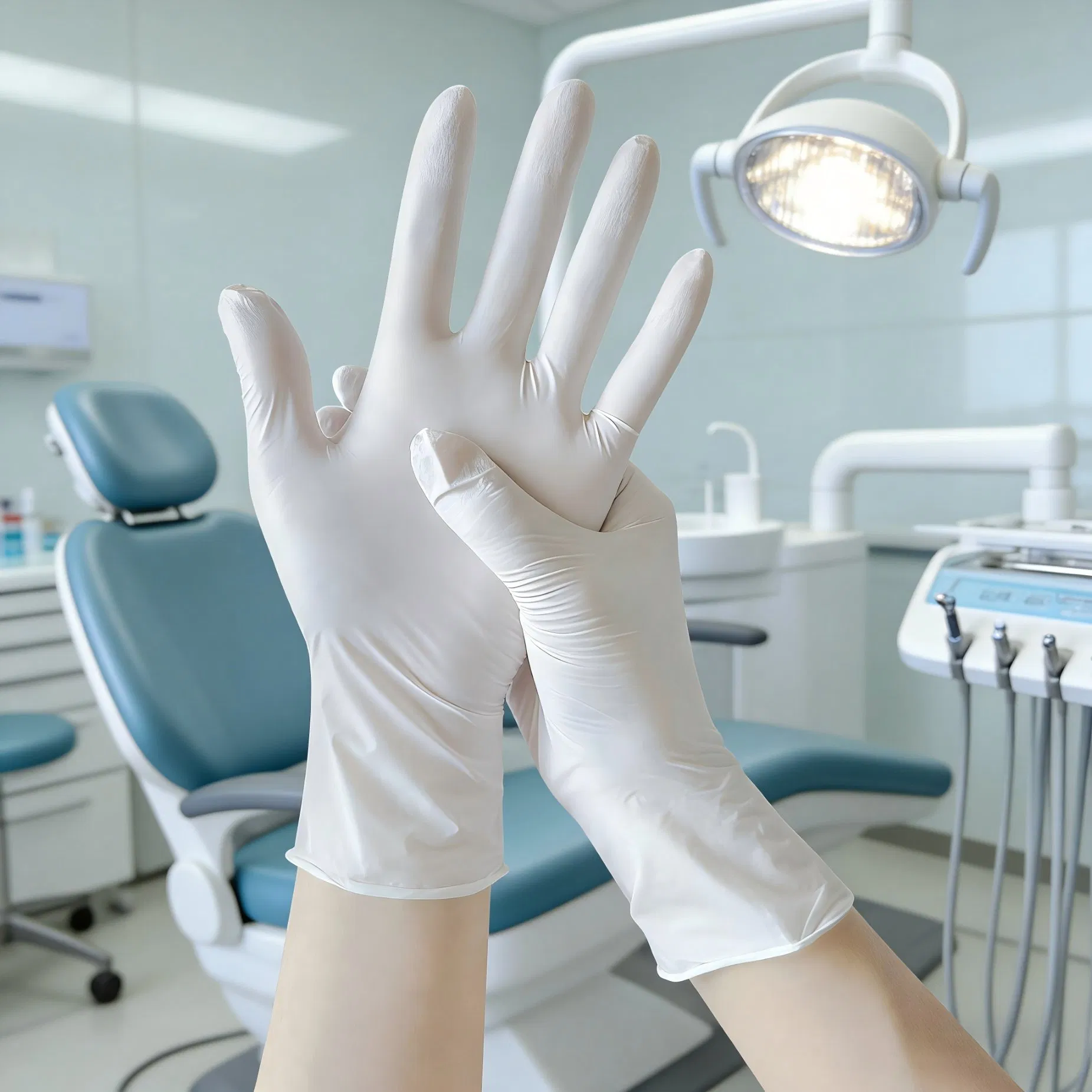 Ambidextrous &amp; Beaded Cuff Disposable Nitrile Gloves for Medical Care, Food Service, Household Cleaning, Beauty Salons