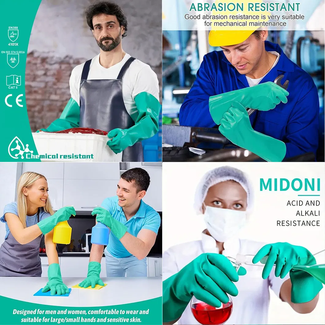 Green Nitrile Chemical Resistant Gloves