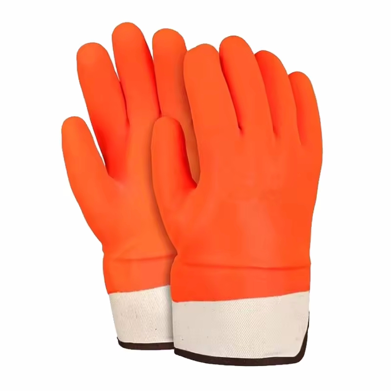 Oil Proof Chemical Resistant Heavy Duty Safety Cuff Foam Insulated Lined PVC Winter Work Gloves