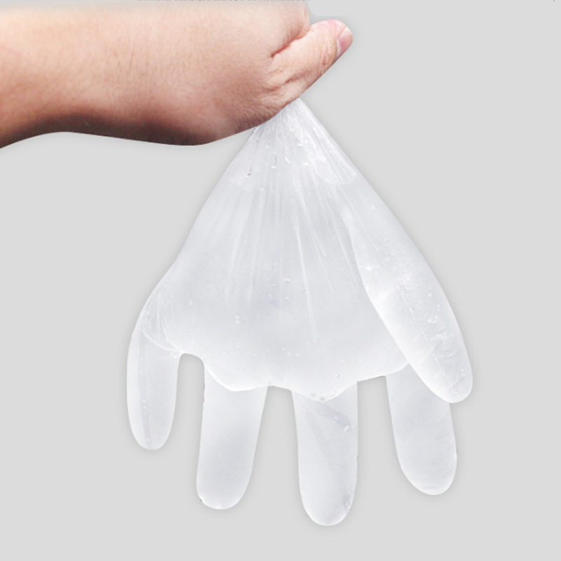 100PCS Per Pack with a Hole Eyelet Eco Friendly Oxo Biodegradable Compostable Clear HDPE LDPE Disposable Gloves Kitchen Cleaning Restaurant Plastic PE Glove
