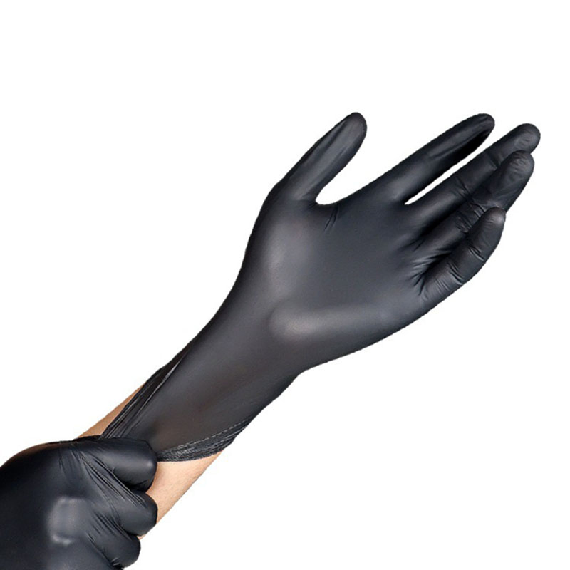 100PCS/Box Chemical Resistant Medical Cooking Cleaning Disposable Black Nitrile Gloves