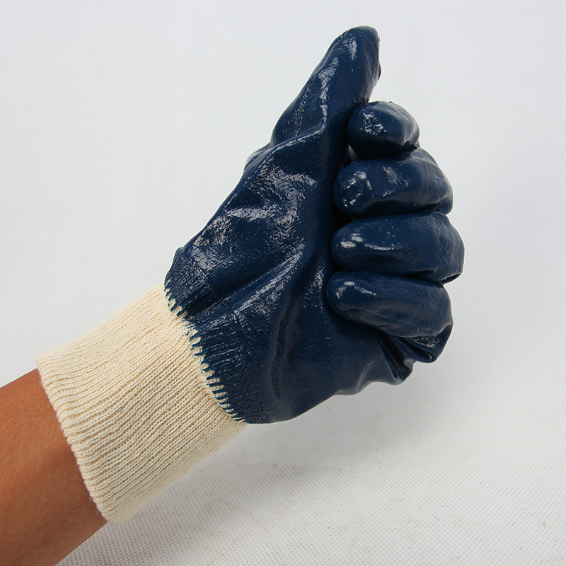 Jinlongyuan Industrial Cotton Jersey Nitrile Gloves Safety Gloves Full Coated Gloves with Oil Resistant and More Hand Protective