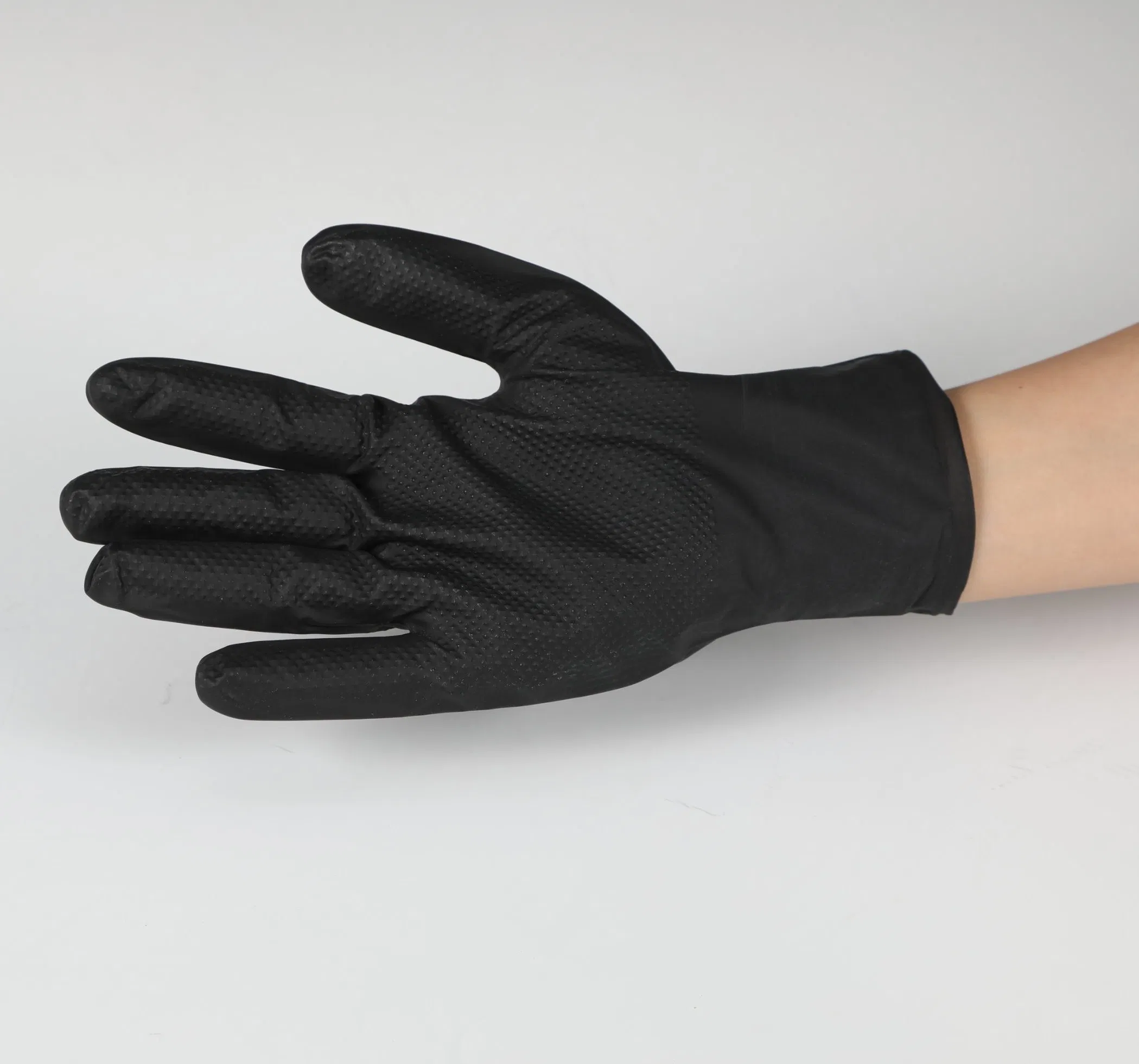 7mil Heavy Duty Orange Black Disposable Diamond Textured Palm Grip Nitrile Gloves