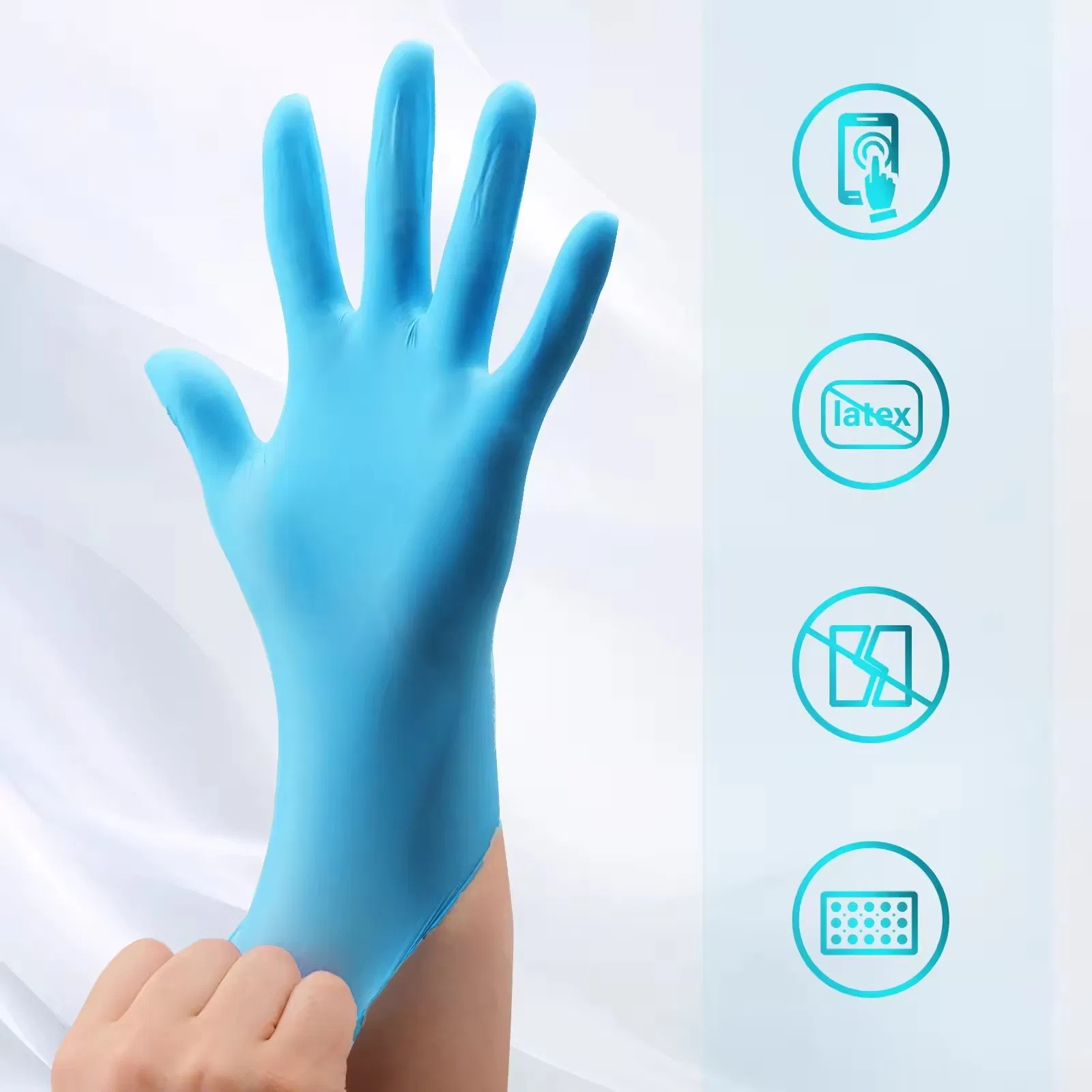 Wholesale Multi-Purpose Disposable Nitrile Gloves Box of Blue Nitrile Gloves 100PCS Per Box for Home Workshop Industrial Beauty Gardening