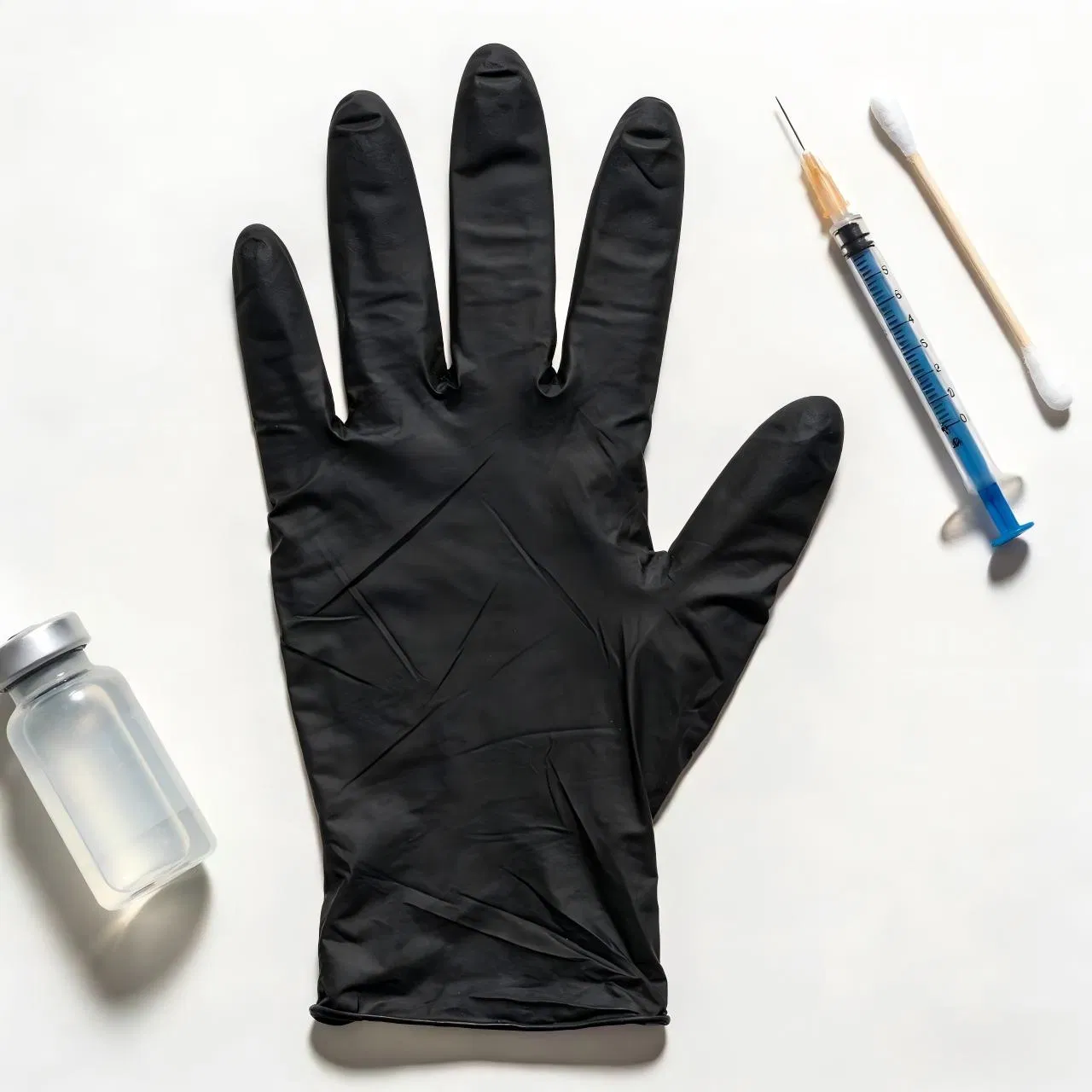 Heavy Duty Black Nitrile Gloves, Finger Textured Grip