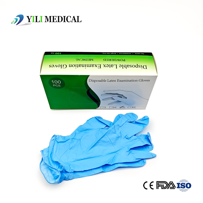 Medical Supplies High Quality Disposable Medical Examination Blue Nitrile Gloves Powdered &amp; Powder Free Factory