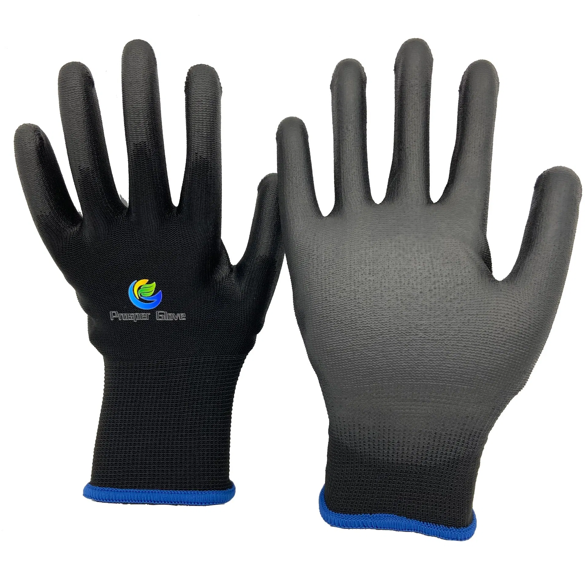 En388 Mechanic Nylon Liner Durable PU Coated Working Safety Protective Industrial PU Work Glove with CE