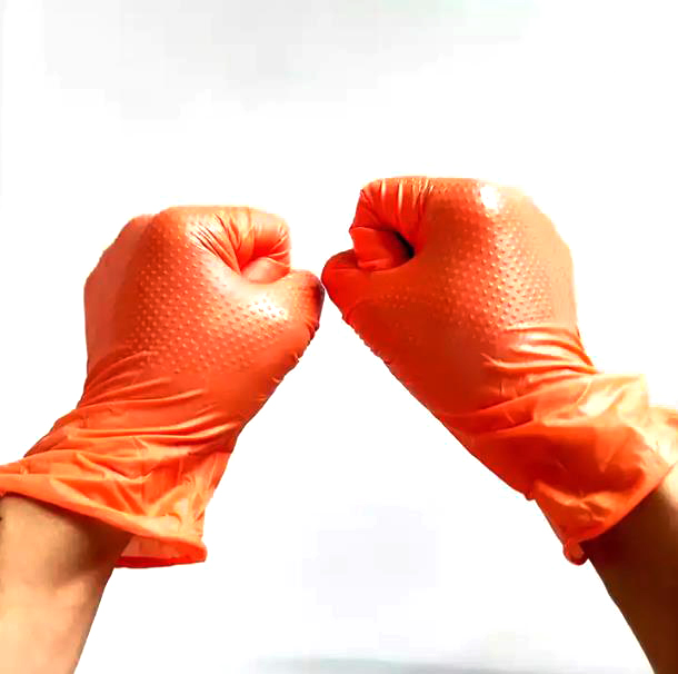 Eco-Friendly Orange Nitrile Gloves - Heavy-Duty and Disposable for Multi-Purpose Task