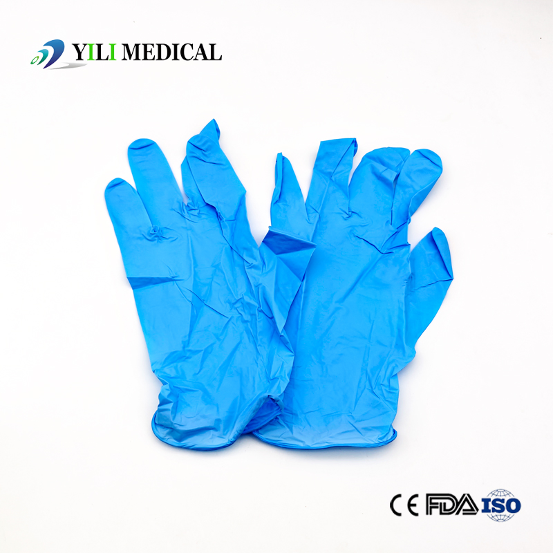 Medical Supplies High Quality Disposable Medical Examination Blue Nitrile Gloves Powdered &amp; Powder Free Factory
