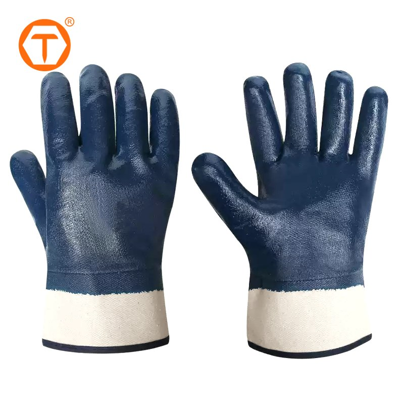 Heavy Duty Safety Work Gloves Blue Nitrile Coated Non-Slip Outdoor Yard Gardening Gloves for Women Men