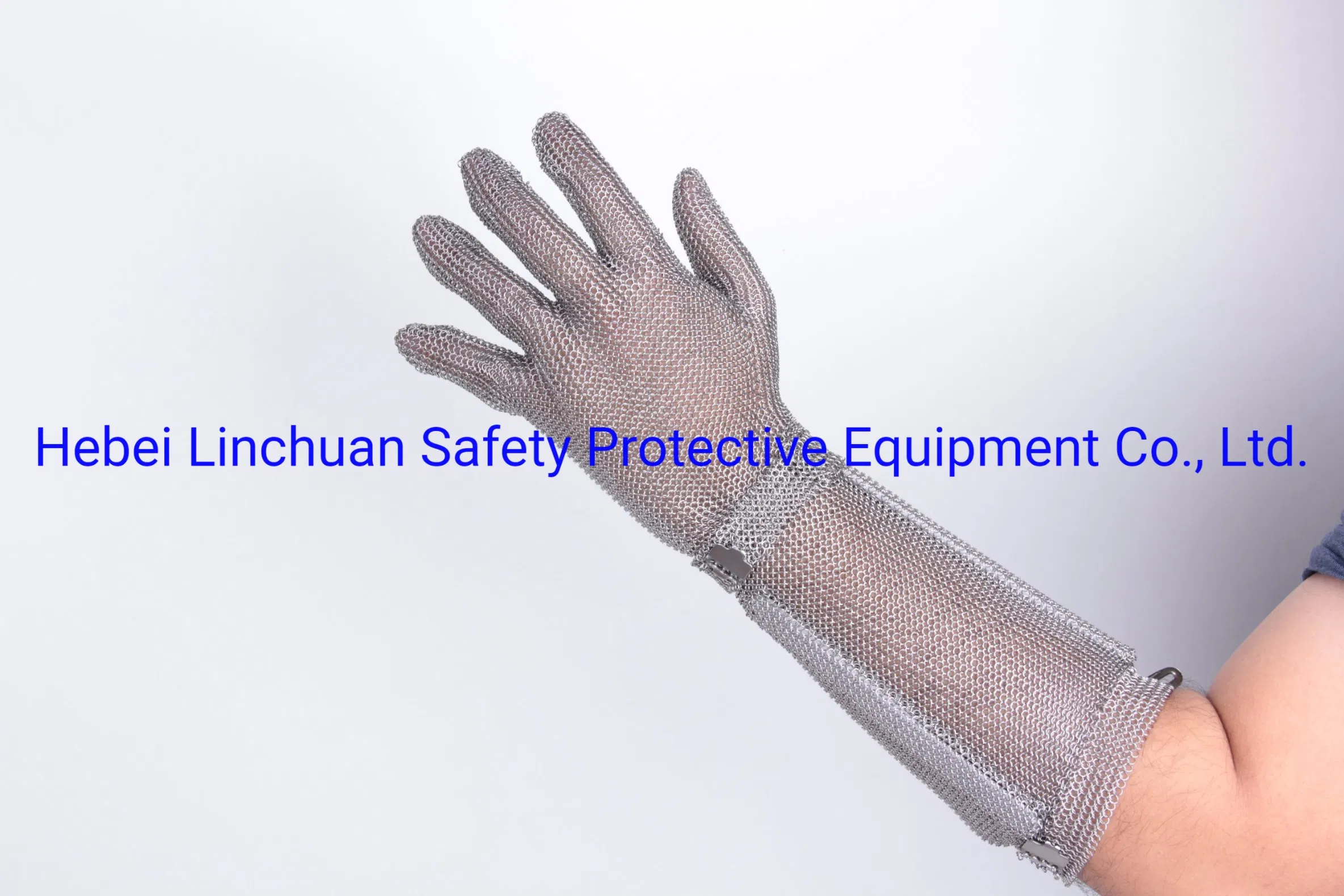 Metal Mesh Safety &amp; Accessories Chain Mail Long Glove with Cut Resistant Sleeve/Stainless Steel Chain Mail Long Cuff Glove with 8cm 15cm 20cm Sleeve