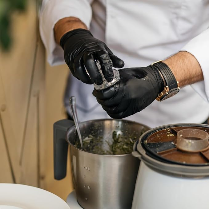 Black Textured Nitrile Gloves, Durable and Grip-Enhanced for Tattoo Artists and Professionals