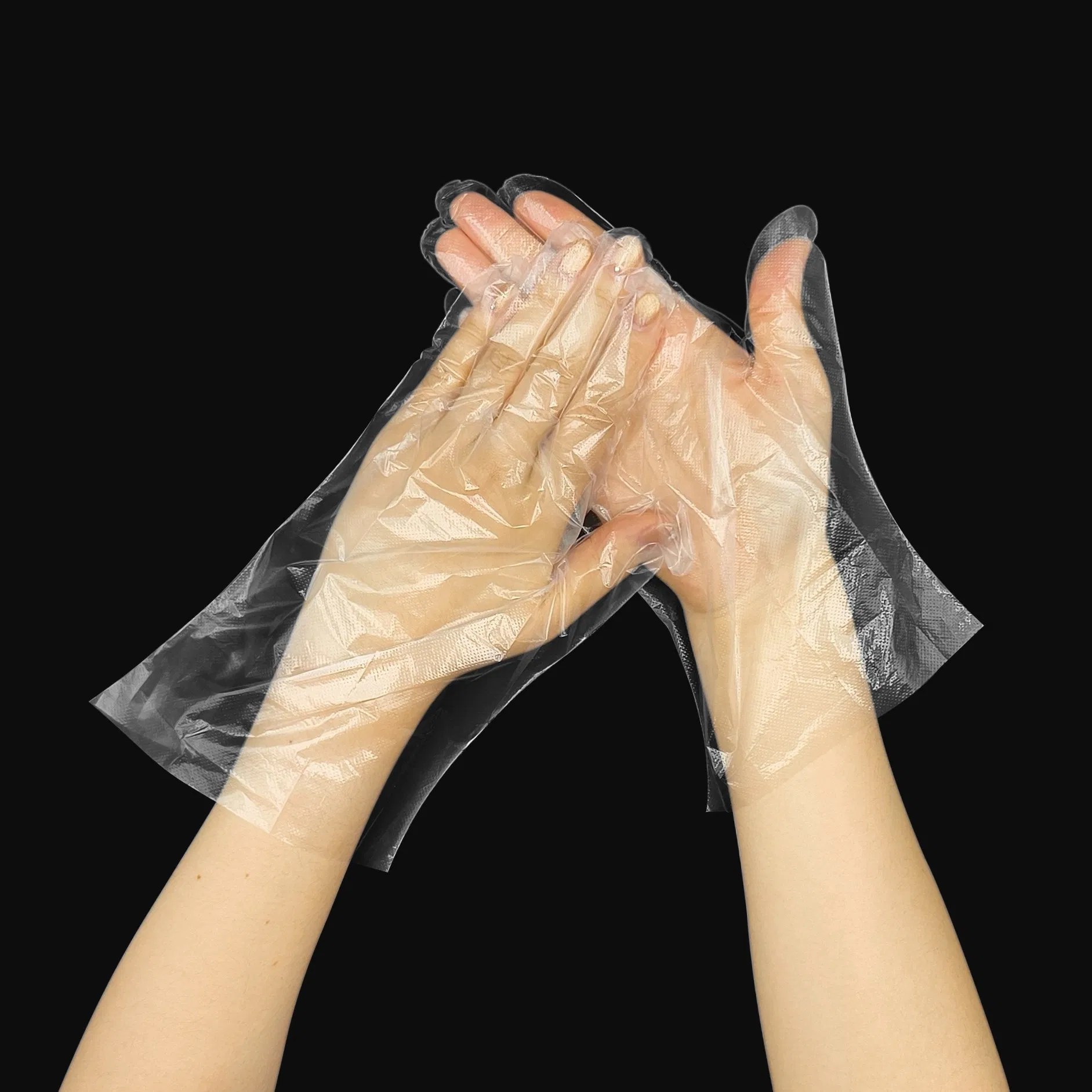 Waterproof PE Gloves Transparent Oil-Proof Cleaning Washing up Ambidextrous Embossed Disposable Clear LDPE Gloves for Food